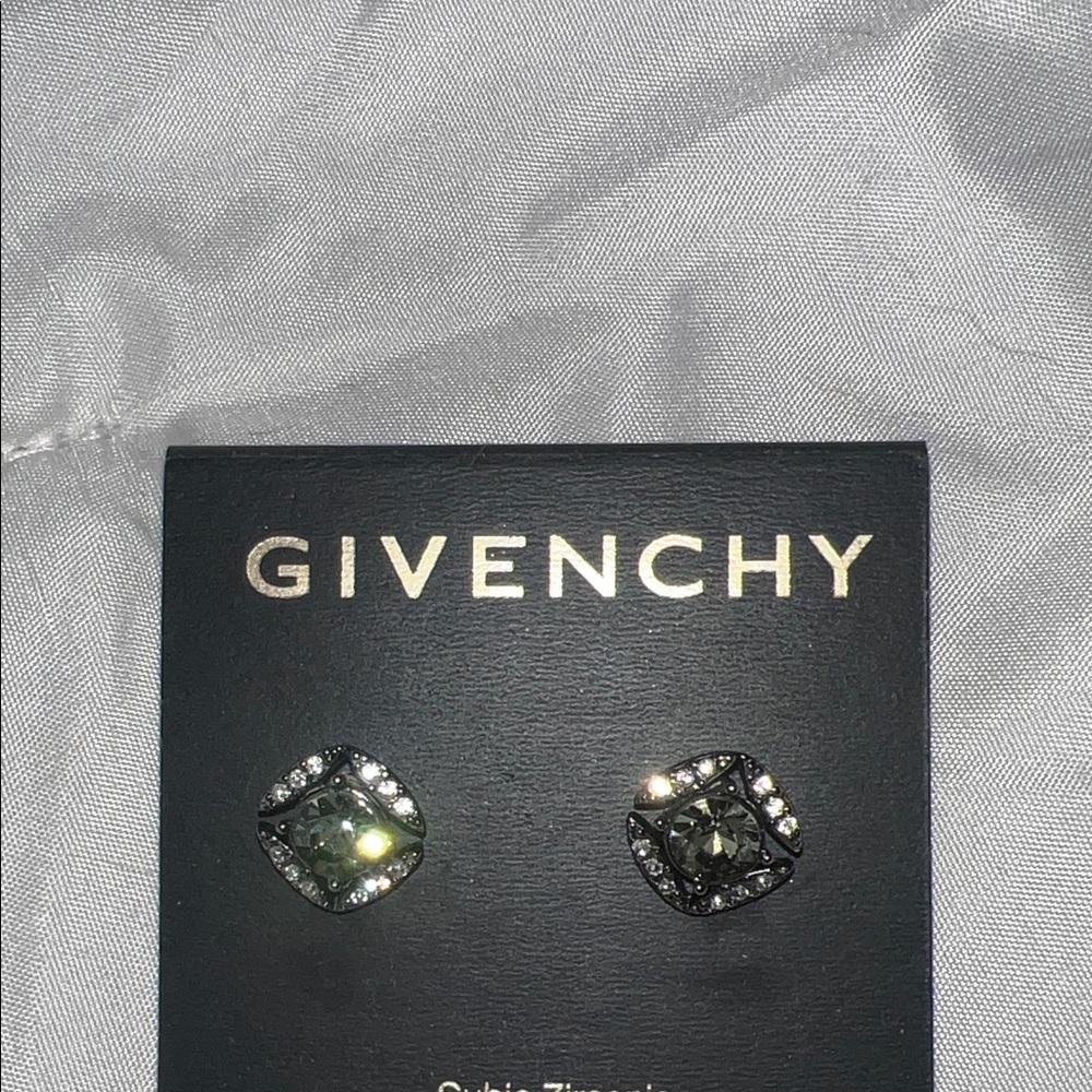 Givenchy Black Crystal Square Stud Earrings